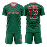 Custom Green Chevron Mexico Soccer Jersey Uniform Set